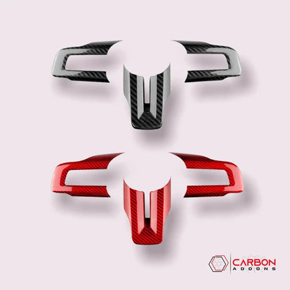 Carbon Fiber Steering Wheel Chrome Delete Cover for Mustang 2015-2023