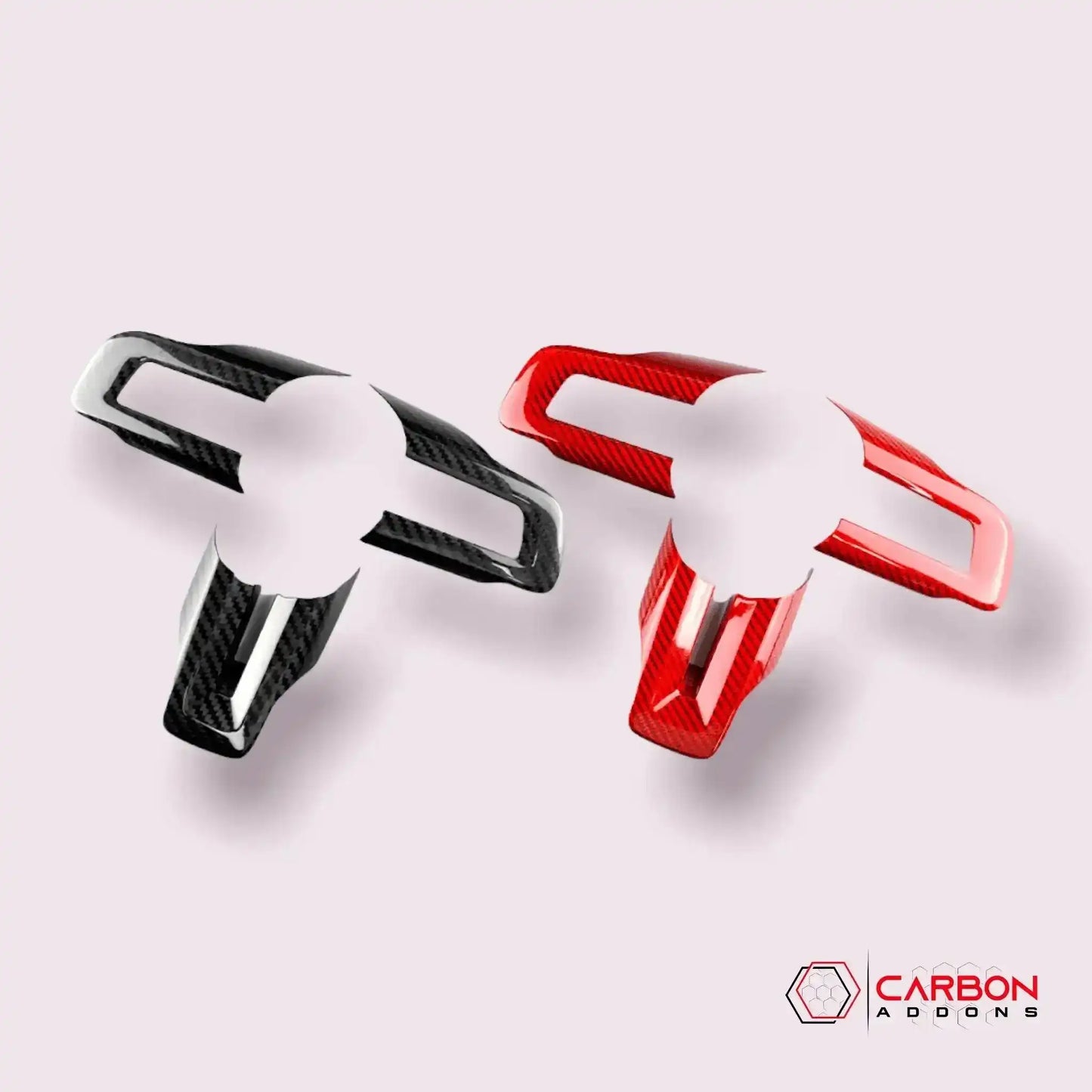 Carbon Fiber Steering Wheel Chrome Delete Cover for Mustang 2015-2023