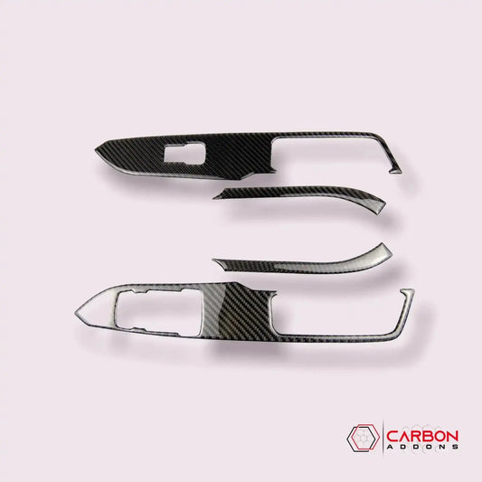 Carbon Fiber Window Control Panel Trim Overlay for Mustang 2015-2023