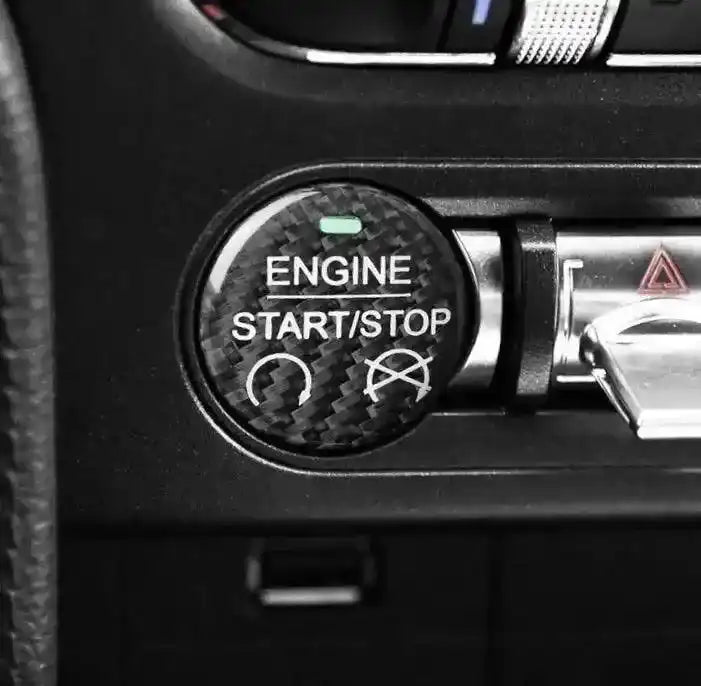 Engine Start Stop Button Carbon Fiber Cover for Mustang 2015-2023