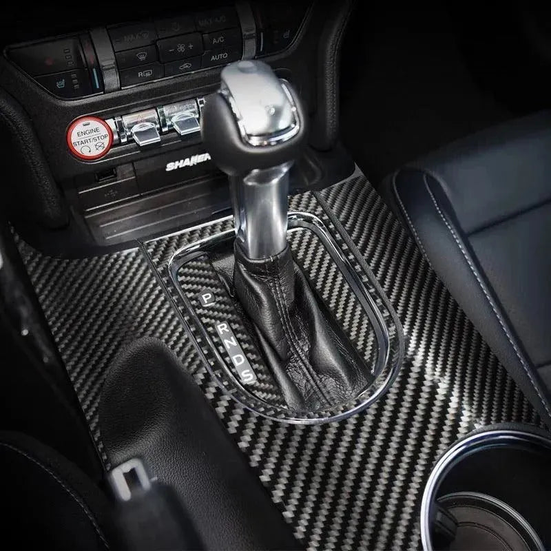 Mustang 2015-2023 Real Carbon Fiber Center Console & Gear Shift Bezel Trim Overlay