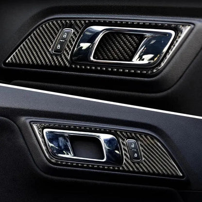 Mustang 2015-2023 Real Carbon Fiber Interior Door Handle Overlay
