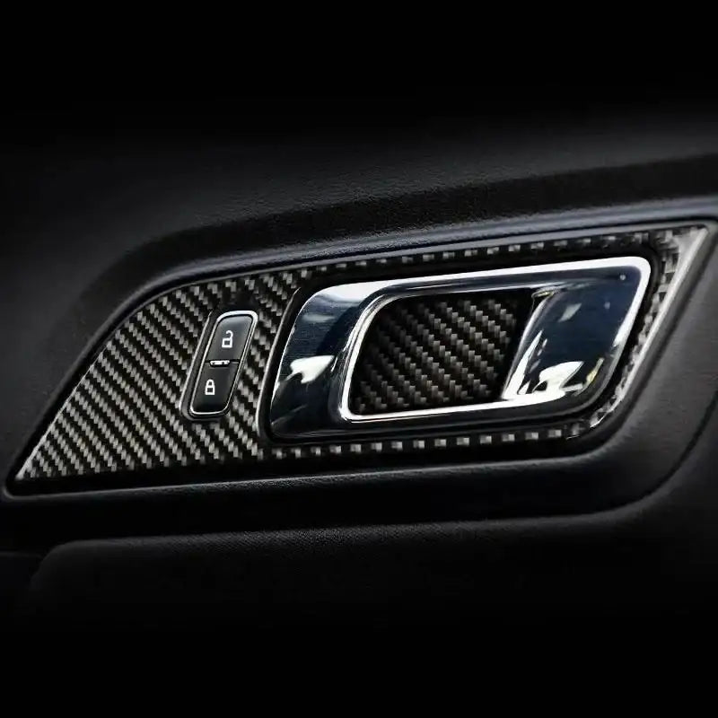Real Carbon Fiber Interior Door Handle Overlay for Mustang 2015-2023