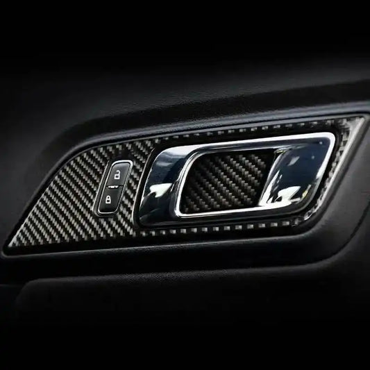 Real Carbon Fiber Interior Door Handle Overlay for Mustang 2015-2023