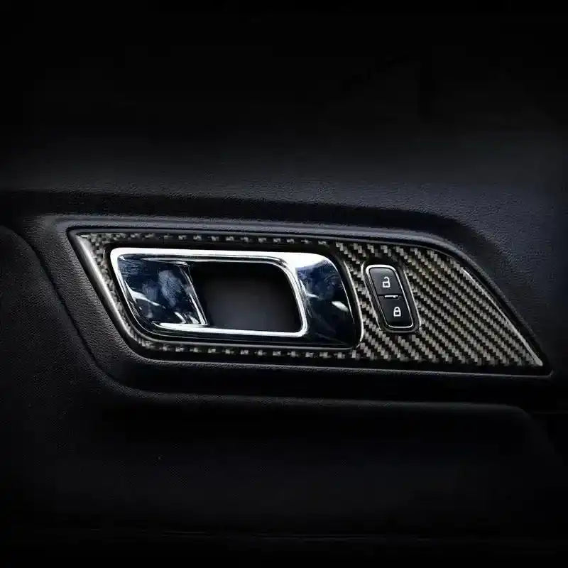 Real Carbon Fiber Interior Door Handle Overlay for Mustang 2015-2023