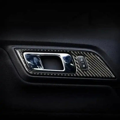 Real Carbon Fiber Interior Door Handle Overlay for Mustang 2015-2023