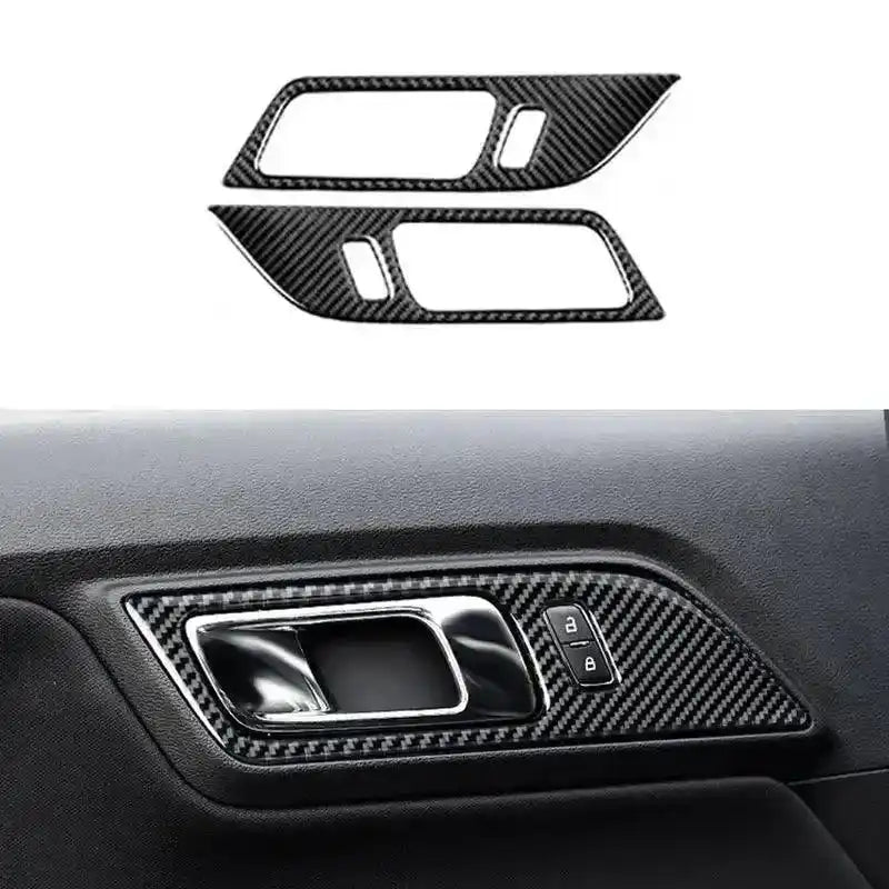 Real Carbon Fiber Interior Door Handle Overlay for Mustang 2015-2023