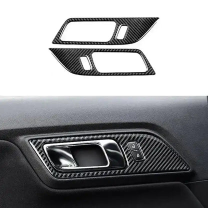 Real Carbon Fiber Interior Door Handle Overlay for Mustang 2015-2023