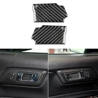 Real Carbon Fiber Interior Door Handle Overlay for Mustang 2015-2023