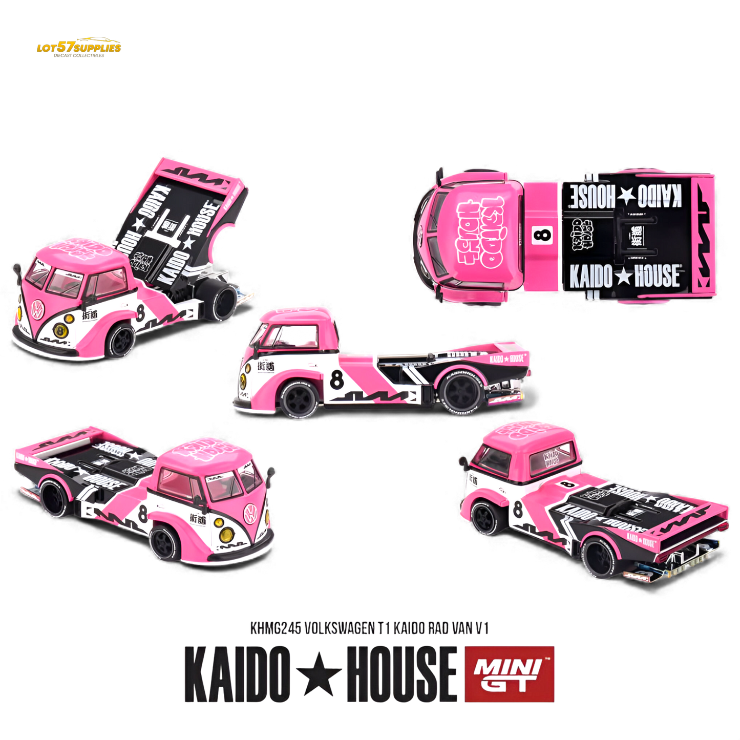 (Pre-Order) Mini GT x Kaido House Volkswagen T1 Pink 1:64