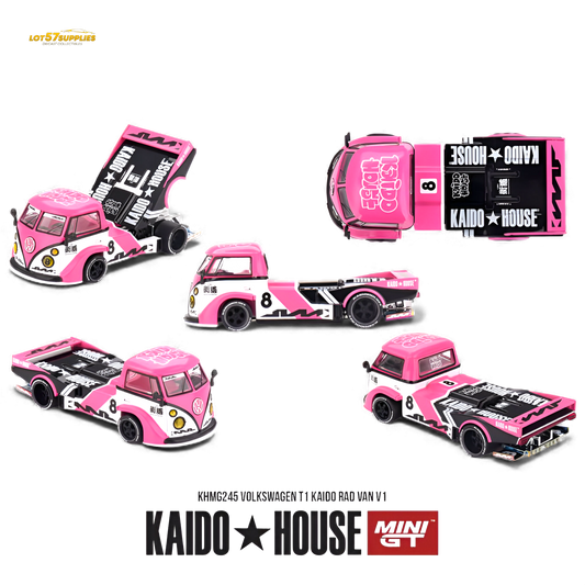 (Pre-Order) Mini GT x Kaido House Volkswagen T1 Kaido Rad Van V1 Pink 1:64