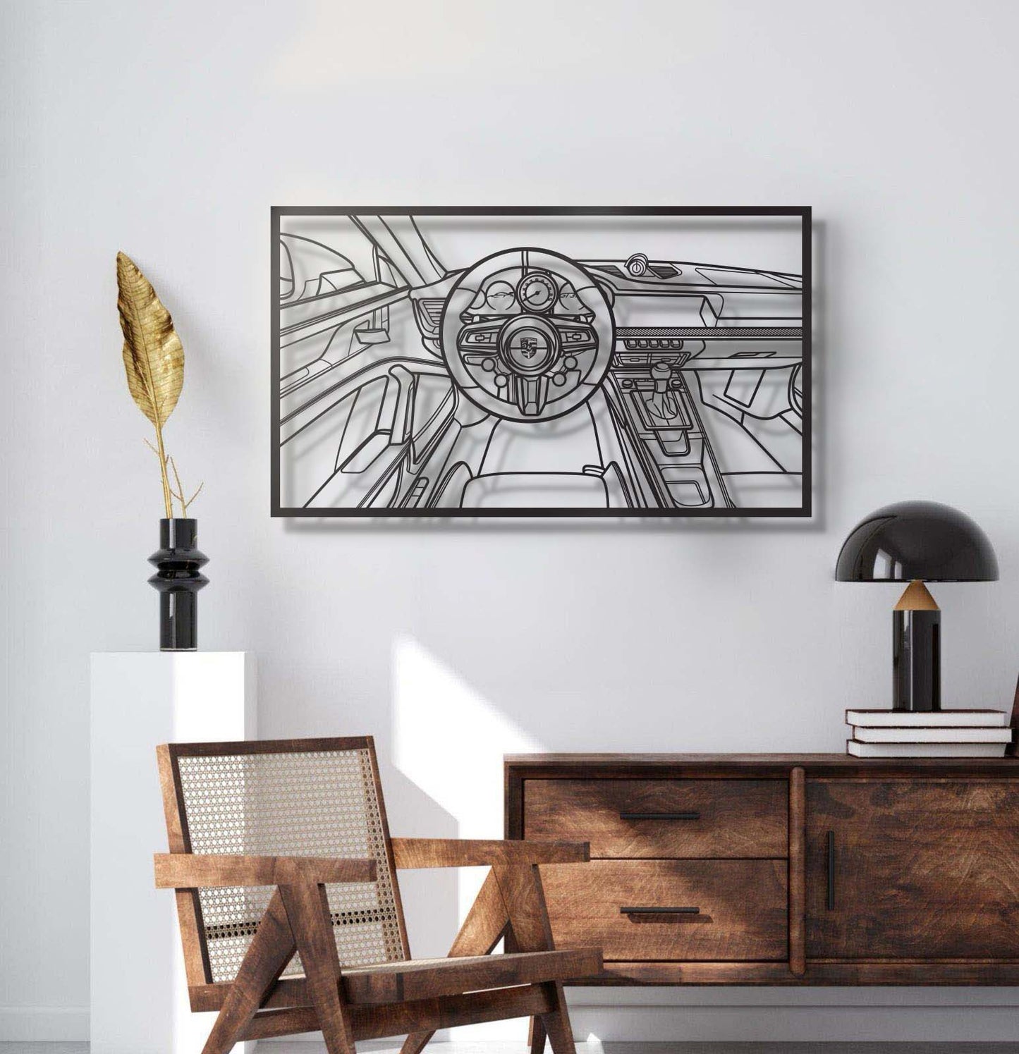 911 GT3 992 Driver's Cockpit Metal Frame Wall Art - MT1470
