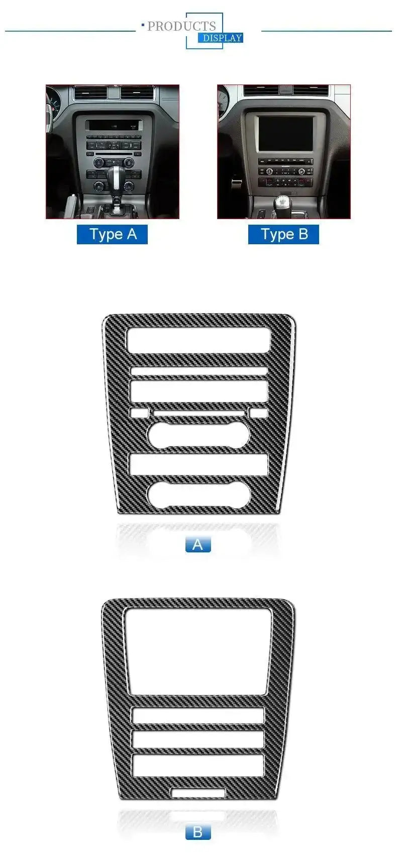 Real Carbon Fiber RADIO Navigation Multimedia Infotainment Trim Overlay For Mustang 2010-2014