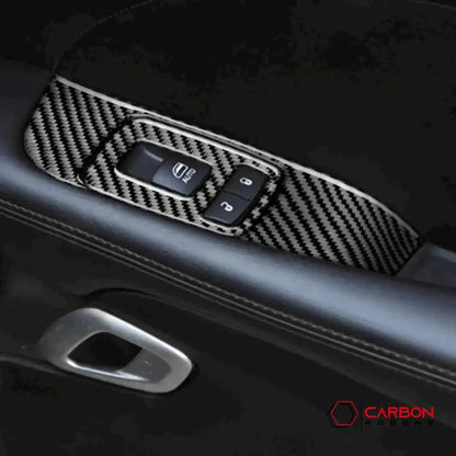 Real Carbon Fiber Window Control Trim Overlay for Dodge Challenger 2015-2023