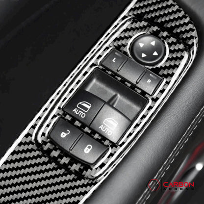 Real Carbon Fiber Window Control Trim Overlay for Dodge Challenger 2015-2023