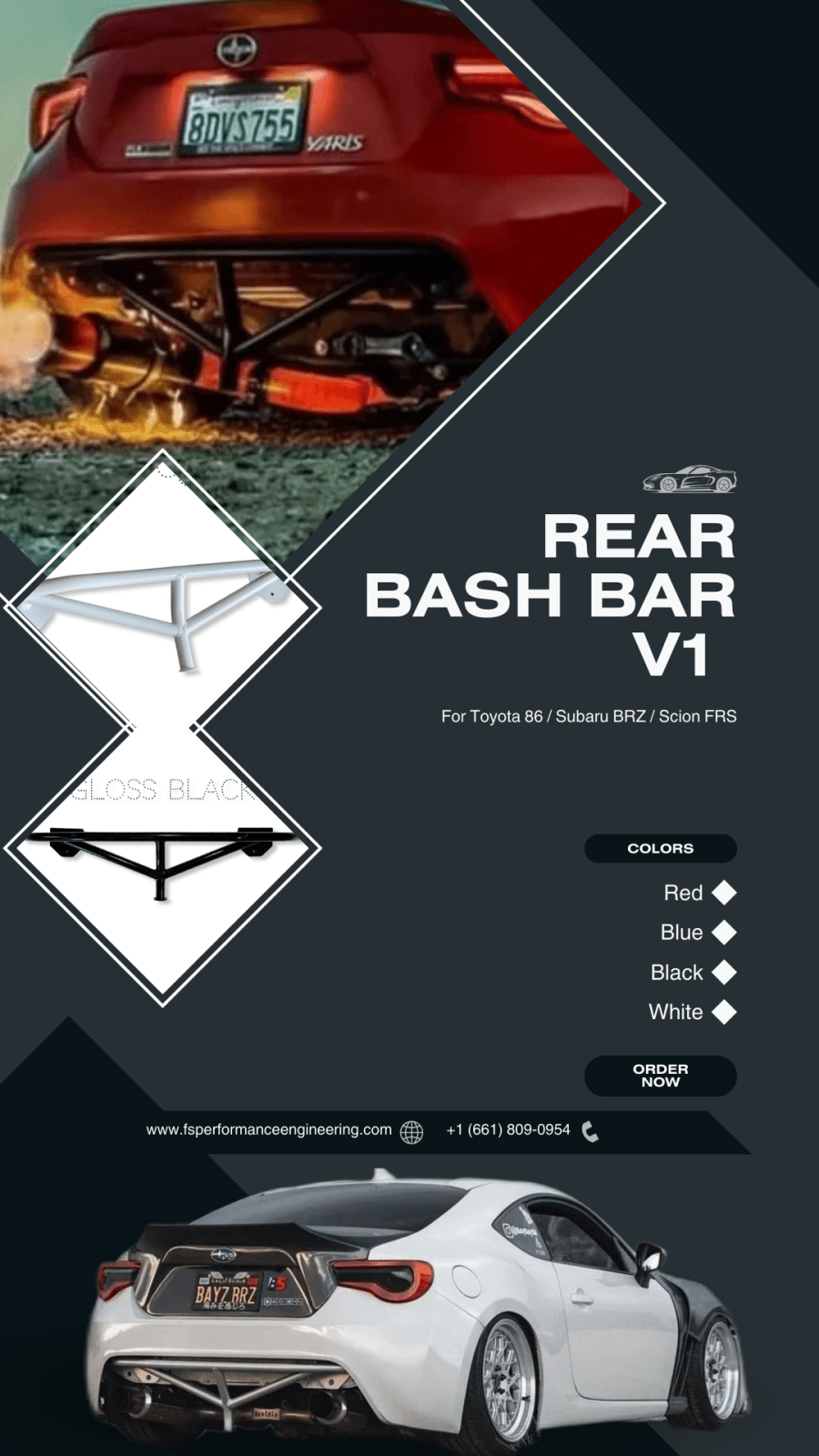 REAR BASH BAR V1 for Toyota 86 / Subaru BRZ / Scion FRS (2012-2021)