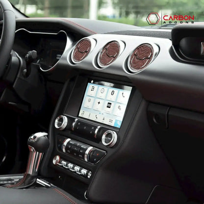 Reflective Carbon Fiber Center Air Vent Outlet Trim Overlay for Mustang 2015-2023