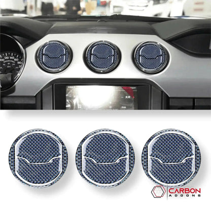Reflective Carbon Fiber Center Air Vent Outlet Trim Overlay for Mustang 2015-2023