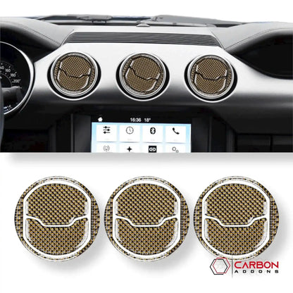 Reflective Carbon Fiber Center Air Vent Outlet Trim Overlay for Mustang 2015-2023