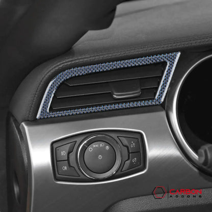 Reflective Carbon Fiber Dashboard AC Vent Trim Overlay for Mustang 2015-2023 -2pcs