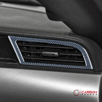 Reflective Carbon Fiber Dashboard AC Vent Trim Overlay for Mustang 2015-2023 -2pcs