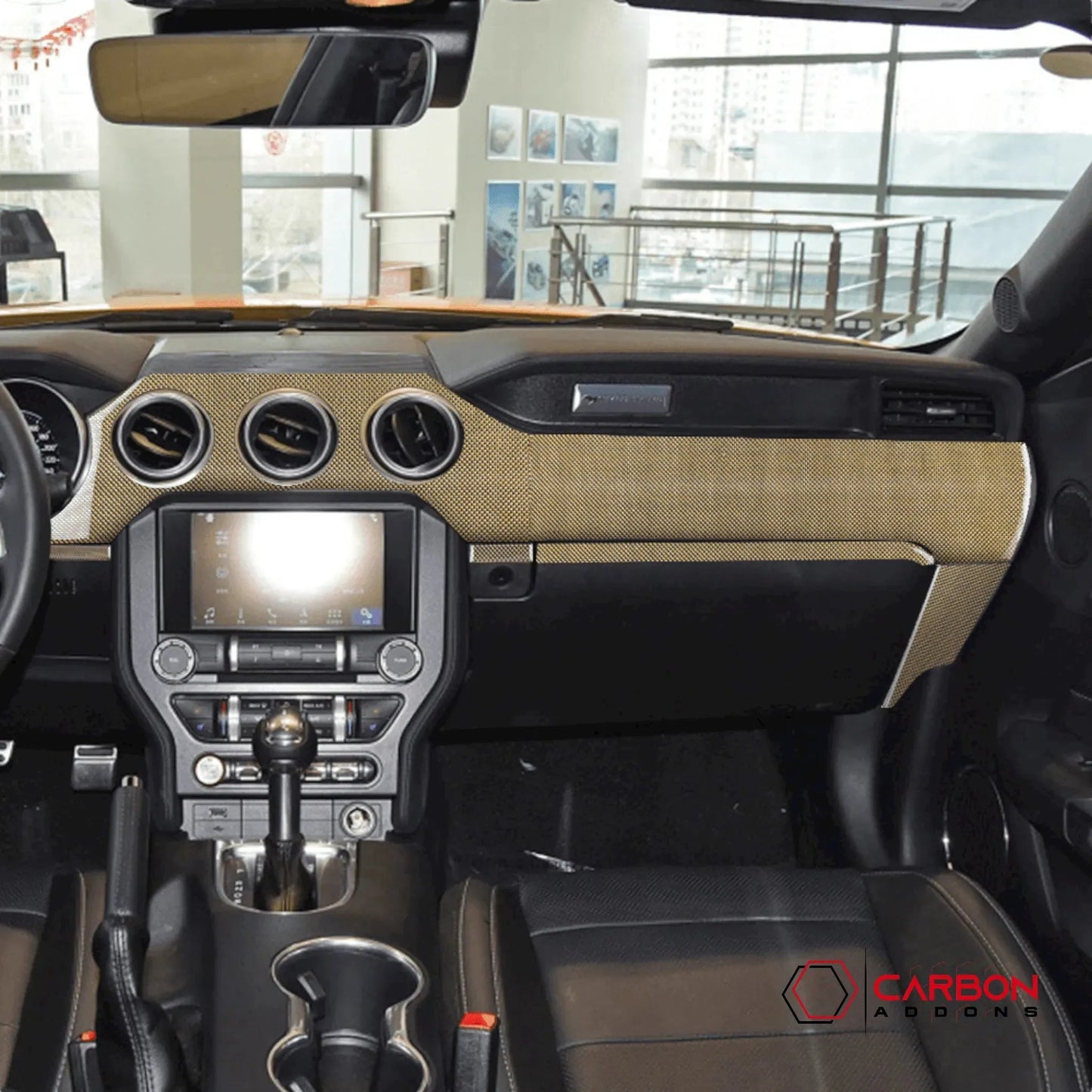 Reflective Carbon Fiber Full Dashboard Set for Mustang 2015-2023