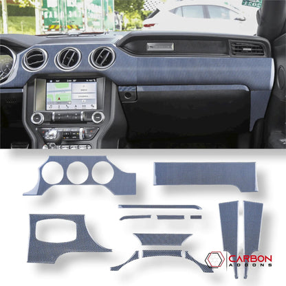 Reflective Carbon Fiber Full Dashboard Set for Mustang 2015-2023
