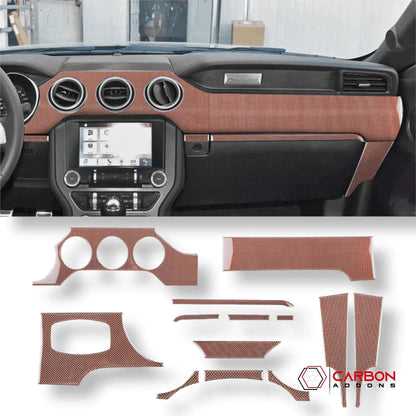 Reflective Carbon Fiber Full Dashboard Set for Mustang 2015-2023