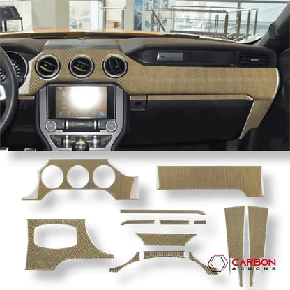Reflective Carbon Fiber Full Dashboard Set for Mustang 2015-2023
