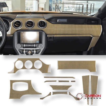 Reflective Carbon Fiber Full Dashboard Set for Mustang 2015-2023