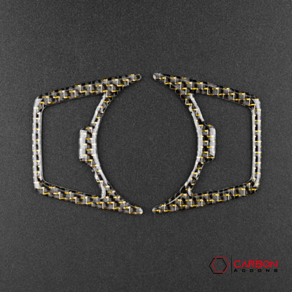 Reflective Carbon Fiber Headlight Switch Trim Overlay For Mustang 2015-2023