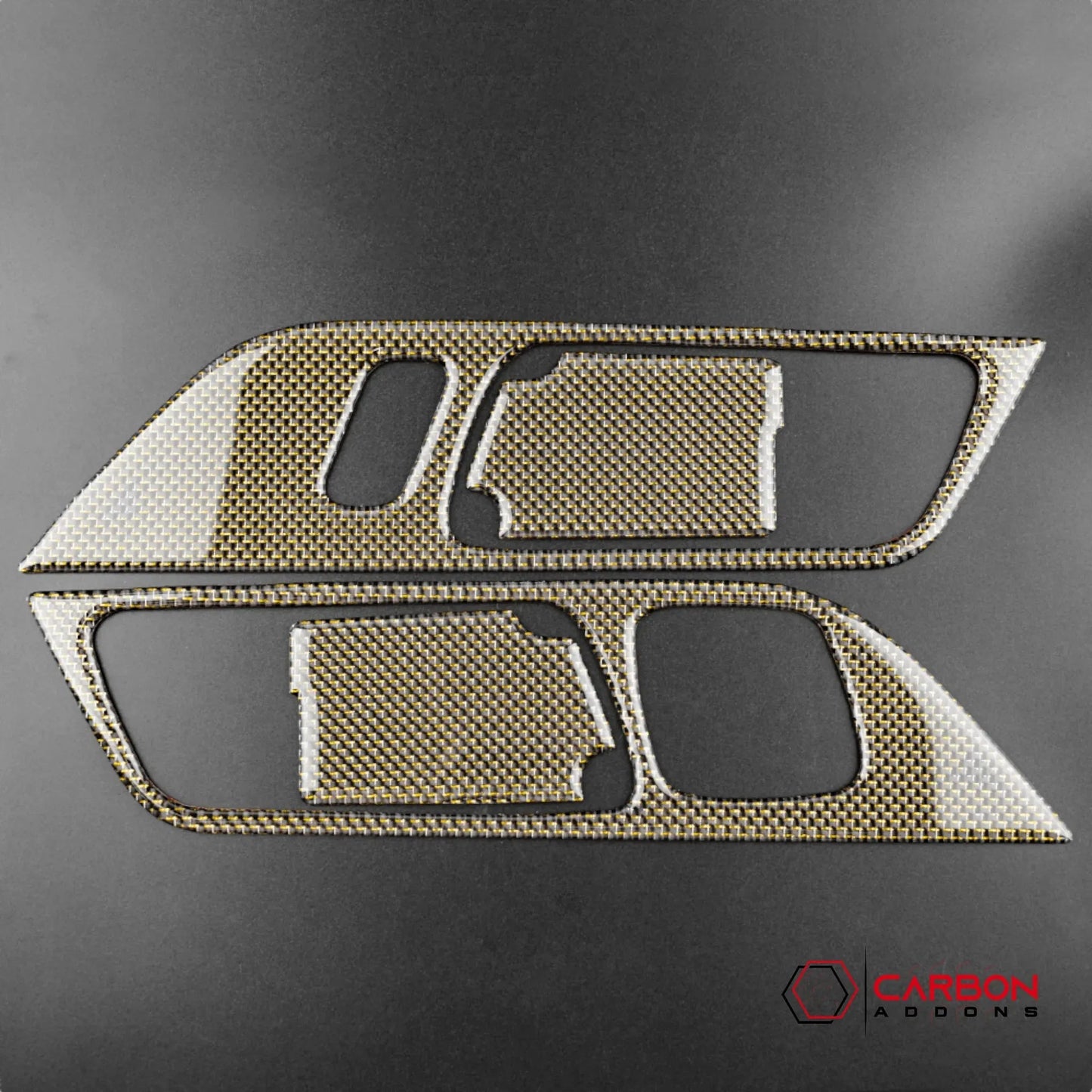 Reflective Carbon Fiber Interior Door Handle Trim Overlay for Mustang 2015-2023