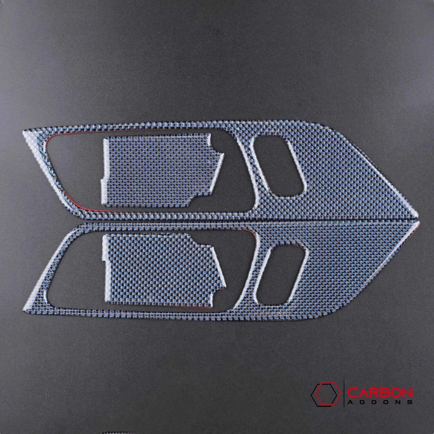 Reflective Carbon Fiber Interior Door Handle Trim Overlay for Mustang 2015-2023