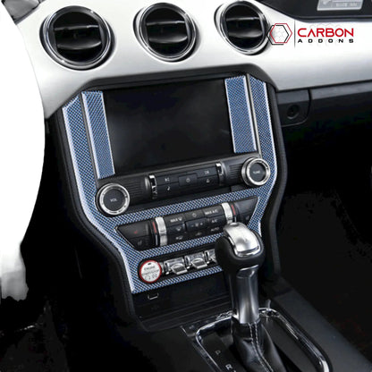 Reflective Carbon Fiber Multimedia Radio Trim Overlay for Mustang 2015-2023