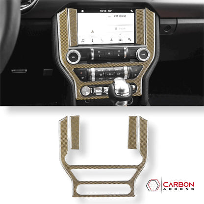 Reflective Carbon Fiber Multimedia Radio Trim Overlay for Mustang 2015-2023