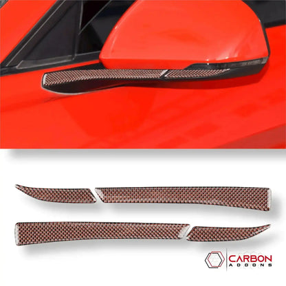 Carbon Fiber Rear View Mirror Trim Overlay For Mustang 2015-2023