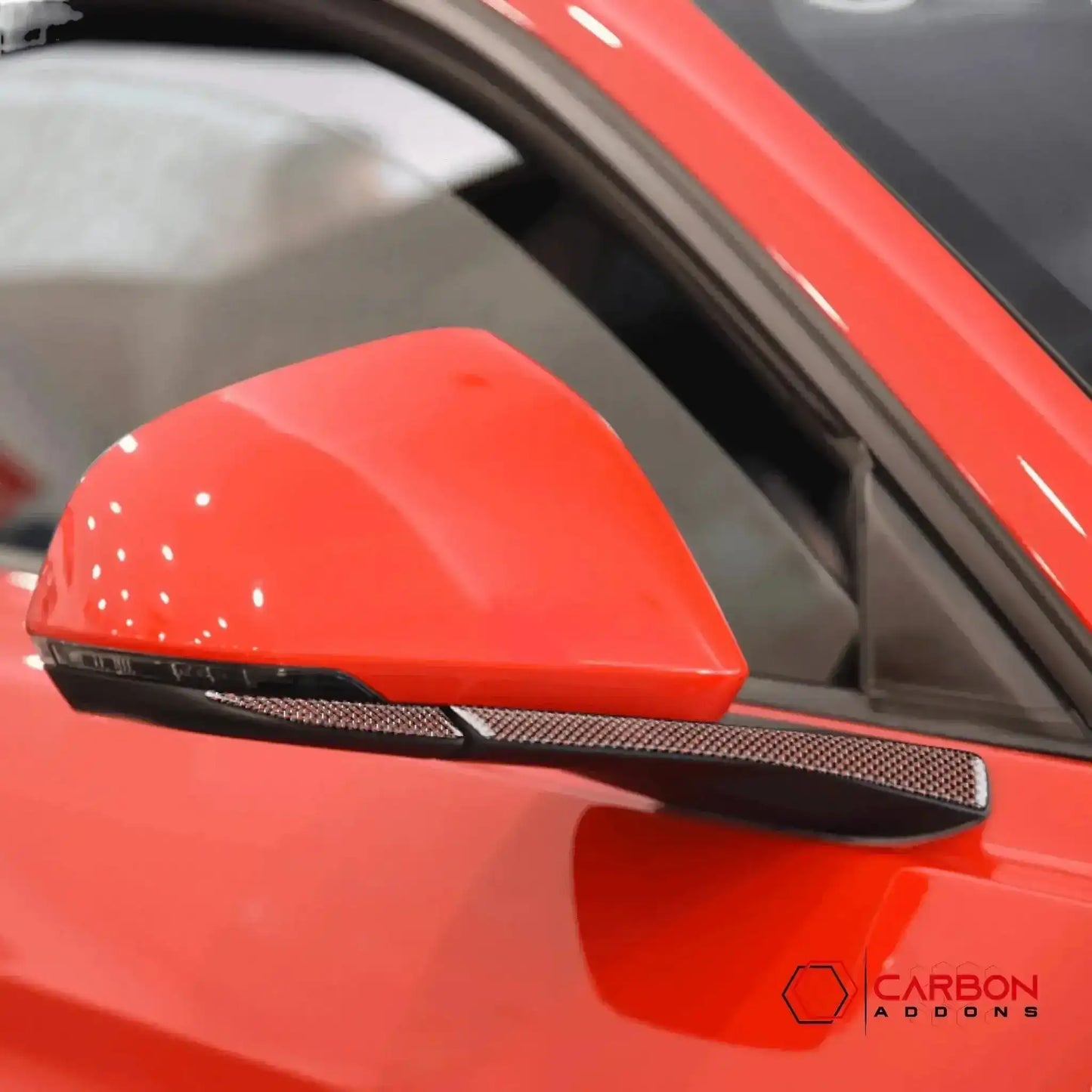 Carbon Fiber Rear View Mirror Trim Overlay For Mustang 2015-2023