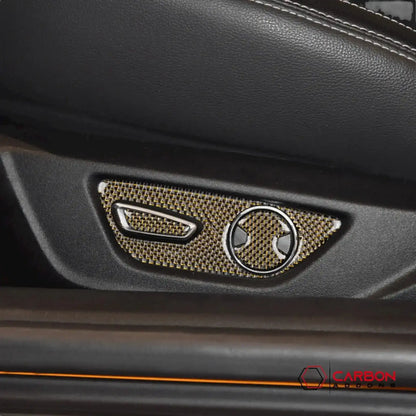 Reflective Carbon Fiber Seat Function Control Trim Overlay For Mustang 2015-2023