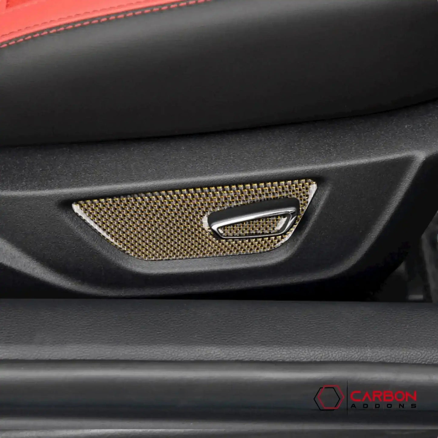 Reflective Carbon Fiber Seat Function Control Trim Overlay For Mustang 2015-2023