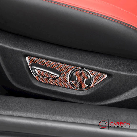 Reflective Carbon Fiber Seat Function Control Trim Overlay For Mustang 2015-2023