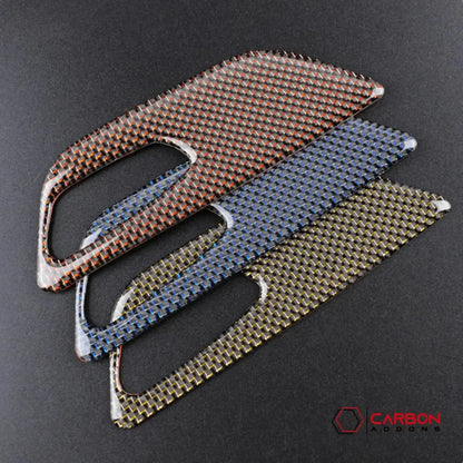 Reflective Carbon Fiber Seat Function Control Trim Overlay For Mustang 2015-2023
