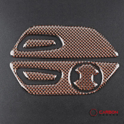 Reflective Carbon Fiber Seat Function Control Trim Overlay For Mustang 2015-2023