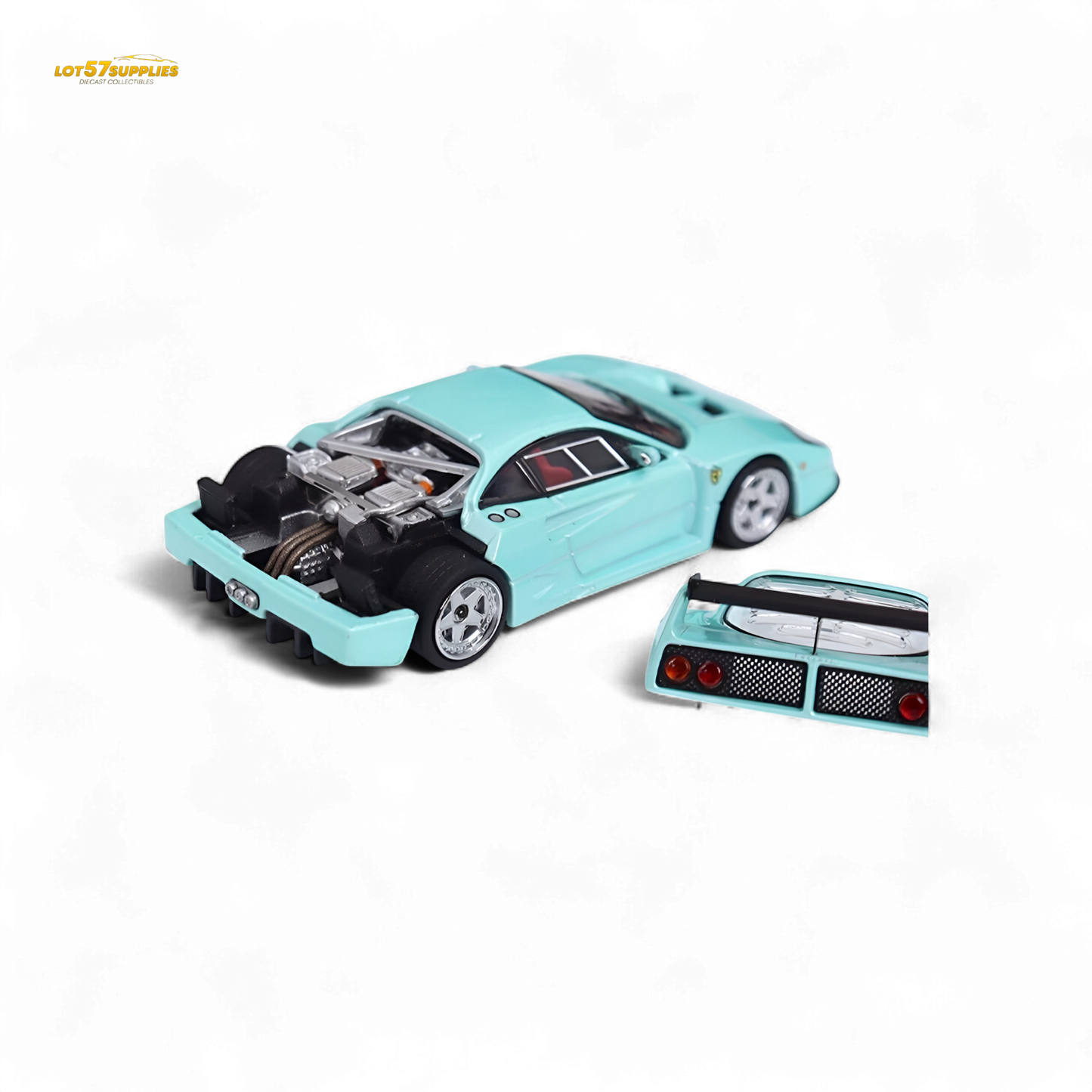 Stance Hunters Ferrari F40 LM Light Aqua Green With Removable Rear Engine Cover 1:64