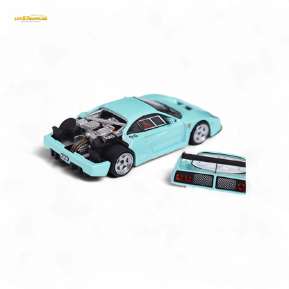 Stance Hunters Ferrari F40 LM Light Aqua Green With Removable Rear Engine Cover 1:64
