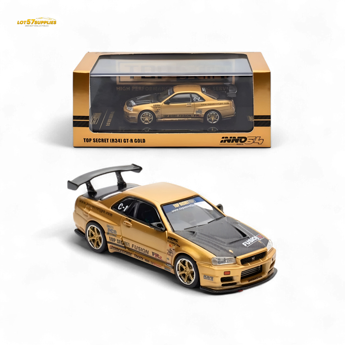 Inno64 TOP SECRET R34 GT-R - Gold 1:64
