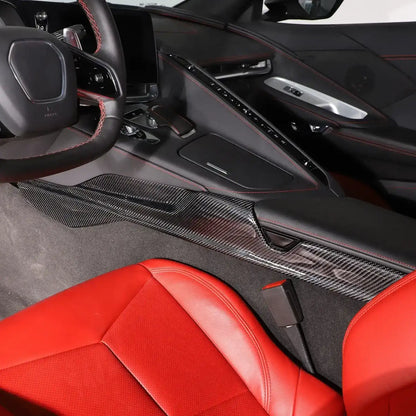 2020+ C8 Corvette Real Dry Carbon Fiber Center Console Lower Trim Covers | Interior Overlay