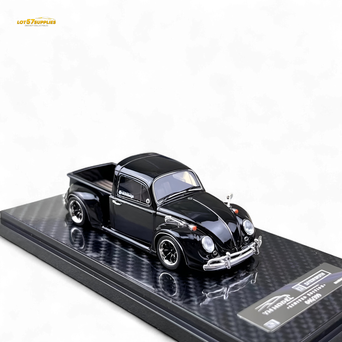 YM Model X Robert Design Volkswagen Beetle Pickup Truck FUSCUP in Black 1:64 Limited to 499 Pcs