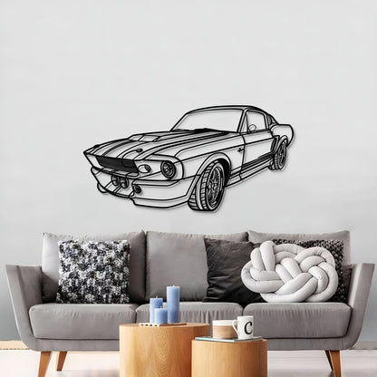 1967 Mustang Shelby GT500 Fastback Perspective Metal Car Wall Art - MT1155