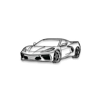 Corvette C8 Perspective Metal Car Wall Art - MT1125