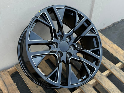 GM3 22x9 6x139.7 +24 78.1 Black+Milled Spokes (FITS GMC SILVERADO TAHOE SIERRA)